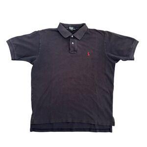 Polo Ralph Lauren Mens Large Dark Navy Short Sleeve Pique Polo Shirt Red Pony
